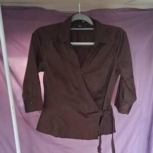 H&M Chocolate Wrap Blouse